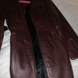 COPY - Burgundy genuine leather coat in great shape